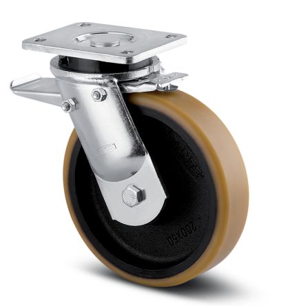 Tente Braked Swivel Castor Wheel, 750kg Capacity, 160mm Wheel [9652 FTP 160/50 P63]; 292-564