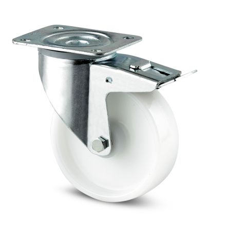 Tente Braked Swivel Castor Wheel, 200kg Capacity, 80mm Wheel [3477 UOR 080/30 P62 BLANC]; 292-620