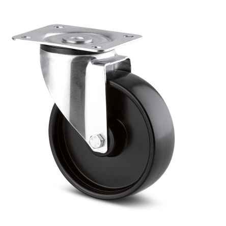 Tente Swivel Castor Wheel, 100kg Capacity, 100mm Wheel [3370 POR 100/36 P62 NOIR]; 292-632