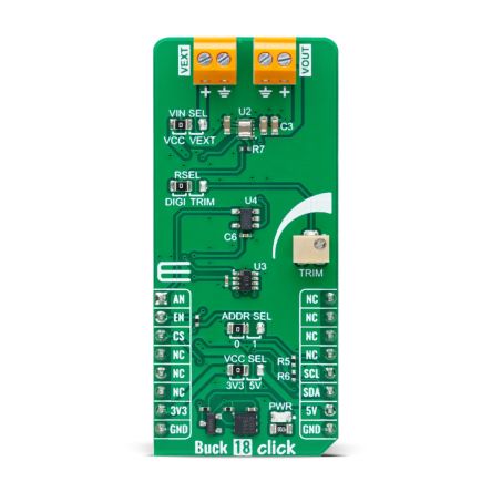 MikroElektronika Ultra Low IQ Nanopower Buck Module From Analog Devices Buck Controller for MAXM38643 for And [MIKROE-6071]; 296-164