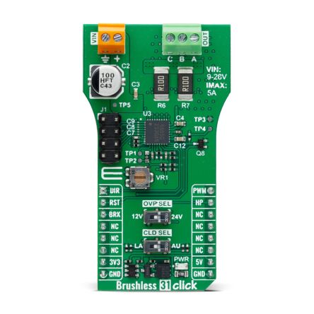 MikroElektronika Three Phase Full Sine Wave Brushless Motor Controller From Toshiba Semiconductor Motor Controller for [MIKROE-6348]; 296-171