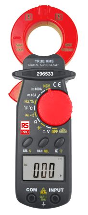 RS PRO Clamp Meters, 400A dc, Max Current 400A ac CAT III 600V [0]; 296-533