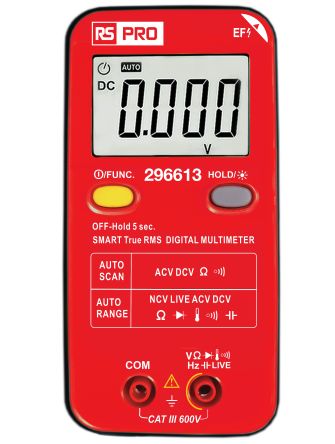 RS PRO Digital, LCD Digital Multimeter, True RMS, 600V ac Max [0]; 296-613