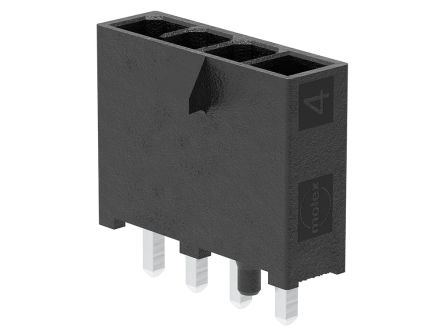 Molex 215915 Series Vertical Through Hole PCB Header, 4 Contact(s), 4.2 mm Pitch, 1 Row(s), Shrouded [2159151004]; 296-976