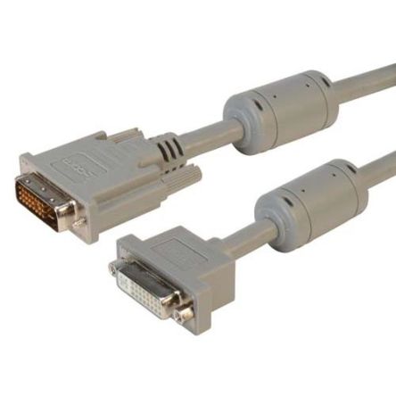 L-Com, Male DVI to Female DVI  Cable, 3ftGrey sheathAluminium/Polyester shielding [PMDVI-DDLMF-3]; 297-316