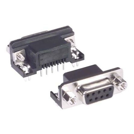 L-Com SD9 9 Way Right Angle Screw D-sub Connector Socket, 2.77mm Pitch, with Jack Screw [SD9S-RA-PC]; 297-367