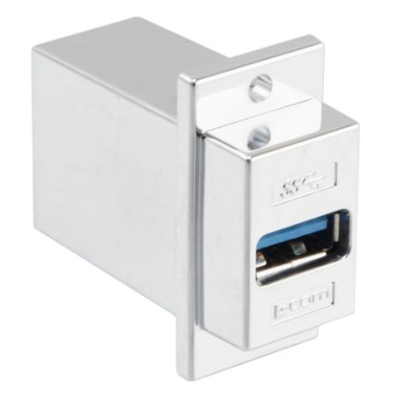 L-Com Straight, Panel Mount, Socket- Single Port Type Type A, Type B 3 USB Connector [ECF504-3AA-S]; 297-511