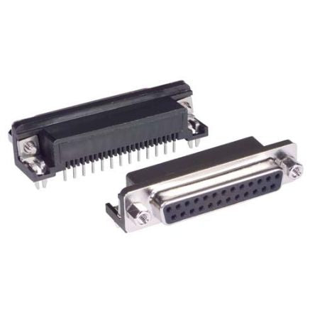 L-Com SD25 25 Way Right Angle Screw D-sub Connector Socket, 2.77mm Pitch, with Jack Screw [SD25S-RA-PC]; 297-749