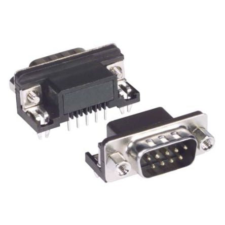 L-Com SD9 9 Way Right Angle Screw D-sub Connector Plug, 2.77mm Pitch, with Jack Screw [SD9P-RA-PC]; 297-880