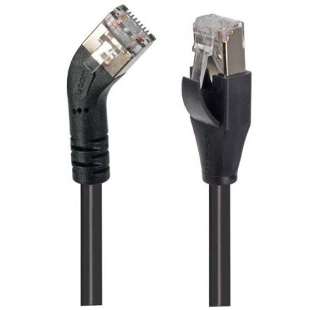 L-ComTRD, 300mm Cat6, Black RJ45 to Male RJ45 Male, Copper Braid Shielded, Terminated PVC Sheath [TRD645LSBLK-1]; 297-893