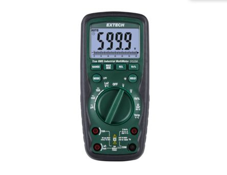 Extech EX520A Handheld LCD Multimeter, True RMS, 10A ac Max, 10A dc Max, 1000V ac Max [EX520A]; 298-000