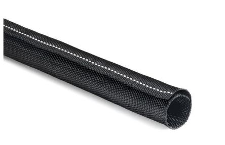 HellermannTyton Braided PET Black with White Cable Sleeve, 25 → 29mm Diameter, 15m Length, 170-01106 Series [170-01106]; 298-871