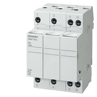 Siemens 32A Fuse Holder for 10 x 38mm Fuse, 3P+N, 690V [3NW7063]; 299-747