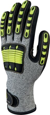 Delta Plus EOS NOCUT VV909 Black, Grey, Yellow Cut Resistant Work Gloves, Size 11, Nitrile Coating [VV910JA11]; 301-652