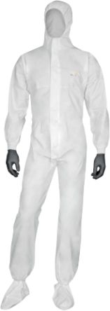 Delta Plus White Coverall, CE, EN 1073-2, EN 1149-5, EN 13034:2005+A1:2009, EN ISO 13982-1:2004, LG [DT117GT]; 301-777