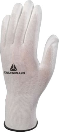 Delta Plus VE702P White Dry Environment Work Gloves, Size 8, Polyurethane Coating [VE702P08]; 301-964