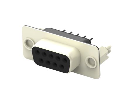 TE Connectivity 2301838 9 Way Vertical Board Mount D-sub Connector Socket, 2.77mm Pitch, with Threaded Inserts [2301838-1]; 302-532