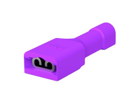 TE Connectivity Ultra-Fast 110 Purple Insulated Spade Connector, Quick Disconnect Receptacle, 2.8 → 3.18mm Tab [7-520366-2]; 302-568