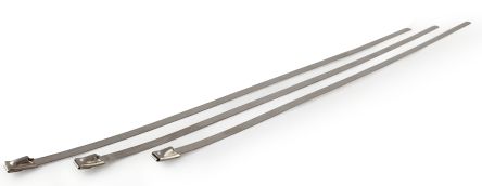 RS PRO Cable Ties, 300mm x 4.6 mm, Metal Stainless Steel, Pk-100 [0]; 302-670