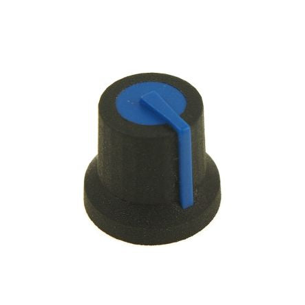 RS PRO 16.2mm Black Potentiometer Knob for 6mm Shaft Splined [0]; 302-686