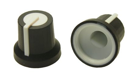 RS PRO 16.2mm Black Potentiometer Knob for 6mm Shaft D Shaped [0]; 302-689