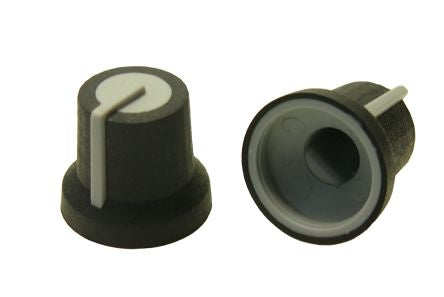 RS PRO 16.2mm Black Potentiometer Knob for 6mm Shaft D Shaped [0]; 302-691