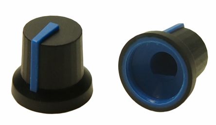RS PRO 16.2mm Black Potentiometer Knob for 6mm Shaft D Shaped [0]; 302-697
