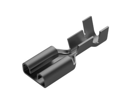 TE Connectivity FASTIN-FASTON 250 Black Uninsulated Receptacle Spade Connector, Quick Disconnect Receptacle, 6.35 x [42281-2]; 304-817