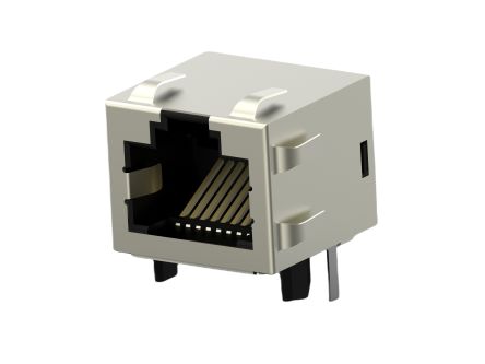 TE Connectivity Female RJ45 Connector, Panel Mount, Cat5 Right Angle 1 Port [1-406541-5]; 304-971