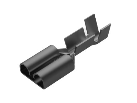TE Connectivity FASTIN-FASTON 250 Black Uninsulated Receptacle Spade Connector, Quick Disconnect Receptacle, 6.35 x [160927-4]; 304-990
