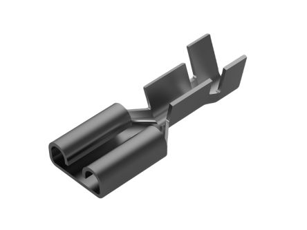 TE Connectivity FASTIN-FASTON 250 Black Uninsulated Receptacle Spade Connector, Quick Disconnect Receptacle, 6.35 x [160917-2]; 305-045