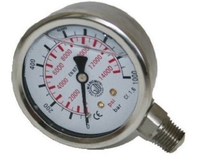 RS PRO G 1/4 Analogue Analogue Positive Pressure Gauge 1000bar Bottom Entry 63mm Outside Diameter [0]; 309-339