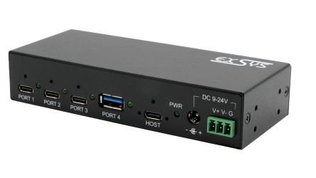 Exsys 4 Port USB 3.2  Hub, Terminal Connector Powered, 134 x 55 x 20mm [EX-12293HMS]; 309-505