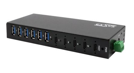 Exsys 10 Port USB 3.2 USB A, USB C  Hub, Terminal Connector Powered, 161 x 68 x 25mm [EX-12290HMS]; 309-609