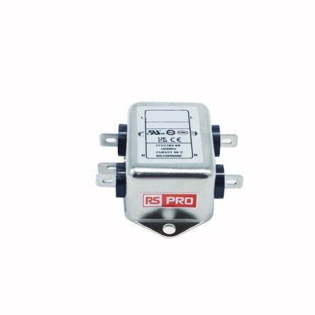 RS PRO 6A 115 → 250 V ac 50/60Hz, Chassis Mount EMI Filter, Single Phase [0]; 309-756