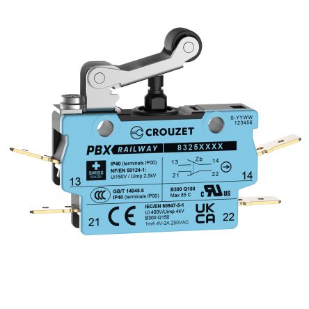 Crouzet Roller Lever Micro Switch, Screw Terminal, SPST, IP40 [83254003]; 309-808
