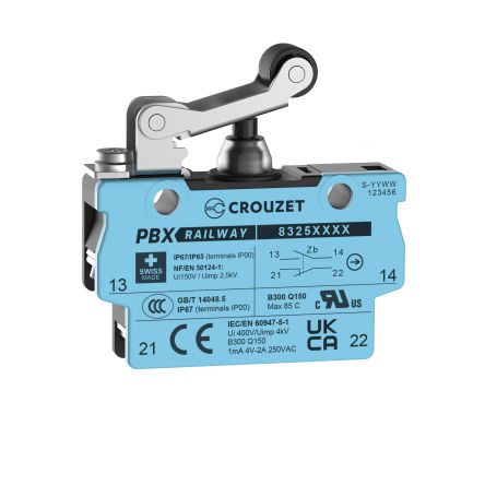 Crouzet Roller Lever Micro Switch, Screw Terminal, SPST, IP67 [83254223]; 309-810