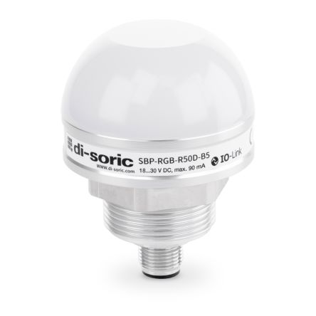 Di-Soric SBP-RGB Point Series Blue, Green, Orange, Red, White, Yellow Signal Tower, 8 Lights, 18 → 30 V, [SBP-RGB-R50D-B5]; 310-062