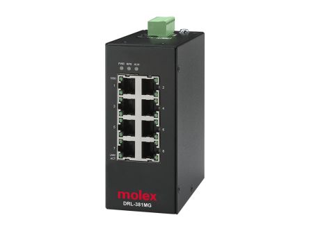 Molex IP20 Managed Ethernet Switch, Managed 8 Port Industrial Ethernet Switch RJ-45 [1120361103]; 311-340