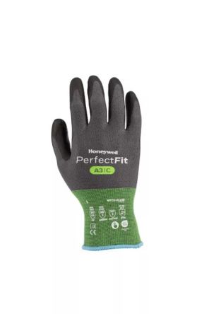 Honeywell PERFECT FIT 3.0 Black, Grey HPPE, Polyester, Polyurethane, Steel Abrasion Resistant, Cut Resistant, Puncture [NPF23-0118N-9]; 314-114