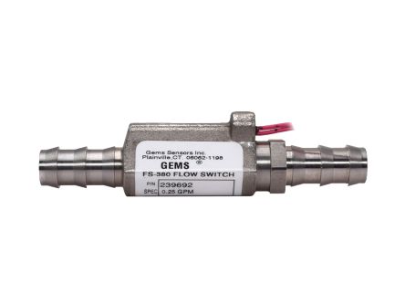 Gems Sensors FS-380 Series Compact Flow Switch Flow Sensor for Fluid, 0.5 GPM Max [168433]; 314-178