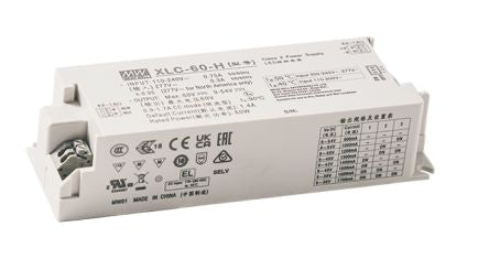 MEAN WELL LED Driver Power Supply, 60V Output, 60W Output, 1.7A Output, Constant Power Dimmable [XLC-60-H-DA2]; 314-260