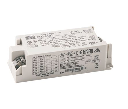 MEAN WELL LED Driver Power Supply, 60V Output, 25W Output, 1.05A Output, Constant Power Dimmable [XLC-25-H-DA2N]; 314-325