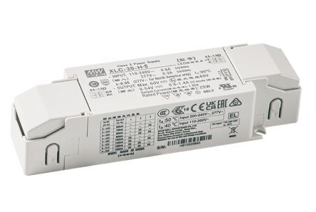 MEAN WELL LED Driver Power Supply, 60V Output, 25W Output, 1.05A Output, Constant Power Dimmable [XLC-25-H-BS]; 314-327