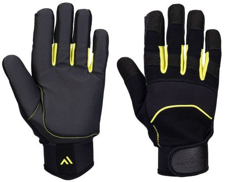 Portwest Hand Protection Black Elastic, Nylon, Polyester, Polyurethane Anti-Vibration Work Gloves, Size M [A791K8RM]; 314-571