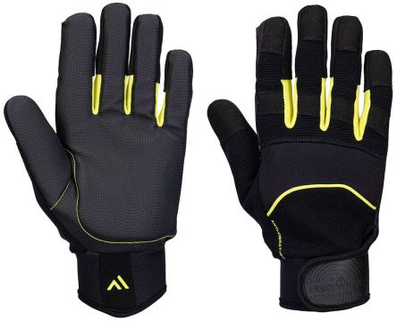Portwest Hand Protection Black Elastic, Nylon, Polyester, Polyurethane Anti-Vibration Work Gloves, Size L [A791K8RL]; 314-572
