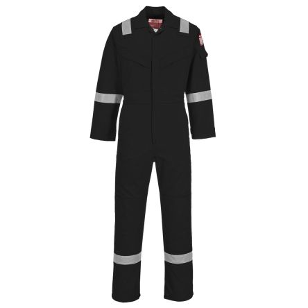 Portwest Black Coverall, L [FR28BKRL]; 314-601