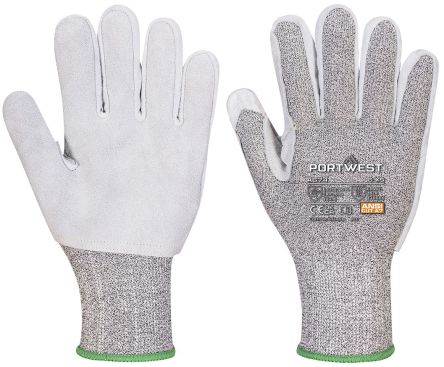 Portwest Hand Protection Black Elastane, Glass Fibre, HPPE, Leather, Nylon Cut Resistant Work Gloves, Size M [A674K8RM]; 314-666