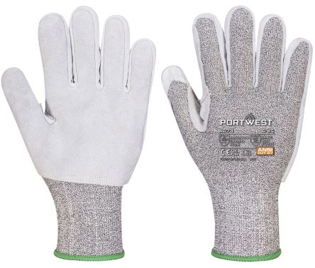 Portwest Hand Protection Black Elastane, Glass Fibre, HPPE, Leather, Nylon Cut Resistant Work Gloves, Size L [A674K8RL]; 314-667