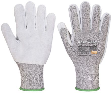 Portwest Hand Protection Black Elastane, Glass Fibre, HPPE, Leather, Nylon Cut Resistant Work Gloves, Size XS [A674K8RXS]; 314-672